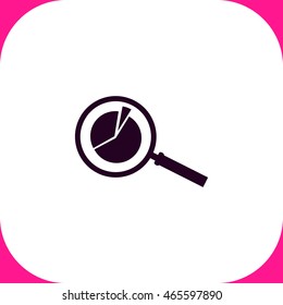 Pie Chart and Magnifying Glass vector icon on white background.