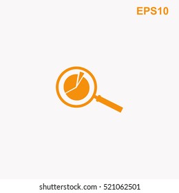 Pie Chart and Magnifying Glass vector icon