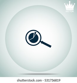 Pie Chart and Magnifying Glass  vector illustration.