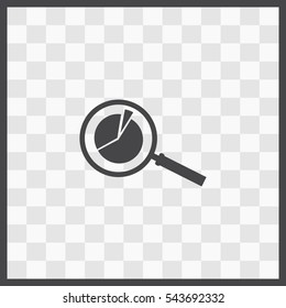 Pie Chart and Magnifying Glass vector icon. Isolated illustration. Business picture.