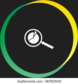 Pie Chart and Magnifying Glass vector  icon