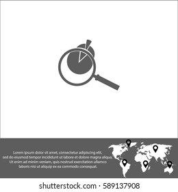 Pie Chart and Magnifying Glass vector  icon.