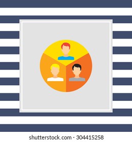 Pie chart with man image in each section