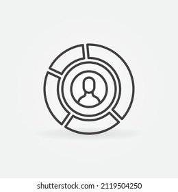 Pie Chart with Man inside outline vector concept icon or design element