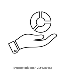 Gráfico circular, icono de cuota de mercado. vector de contorno.