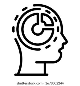 Pie chart mind skill icon. Outline pie chart mind skill vector icon for web design isolated on white background