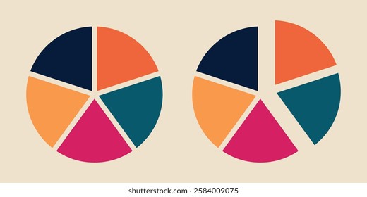 Pie Chart, Modern Pie Chart Infographic Design Elements Set of circle diagram, Pie chart made of colorful building blocks. 