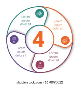 Kuchendiagramm. Moderne Infografik-Vorlage für 4 Positionen. Schatten, weißer Hintergrund