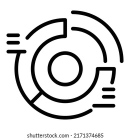 Gráfico circular monetizar vector de contorno de icono. Datos del embudo. Cable digital