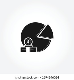 gráfico circular con icono de dinero. elemento de diseño aislado