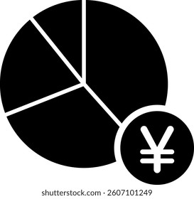 Pie chart and money isolated vector icon