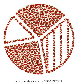 Pie Chart mosaic of tomato vegetables. Vector tomato vegetable elements are organized into pie chart figure. Natural vector illustration.