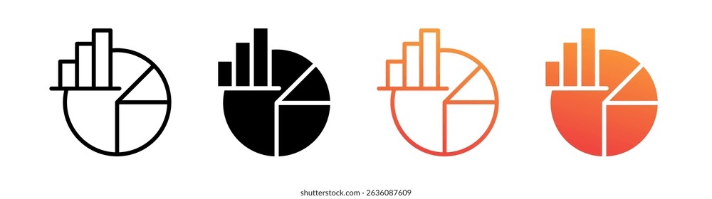 Pie Chart Multi Style Icon Set Vector