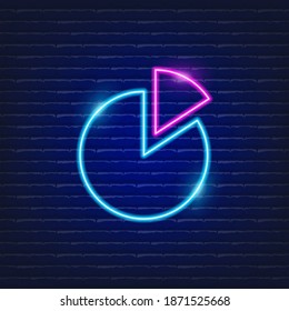 Pie chart neon sign. Business concept. Vector illustration for a website. svg