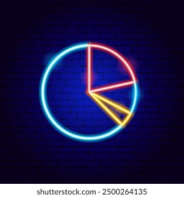 Pie Chart Neon Sign. Vector Illustration of Analytics Data Symbol.