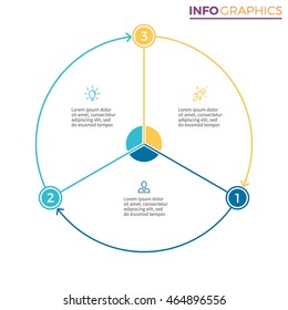 Pie chart with number options. Three steps infographics. Vector design element.