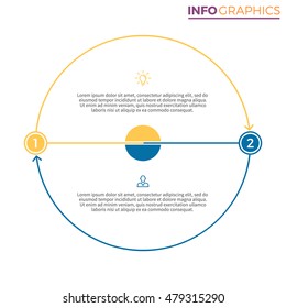 Pie chart with number options. Two steps infographics. Vector design element.