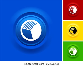 Pie Chart on Blue Bevel Round Button