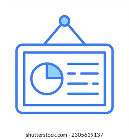 Pie chart on board showing concept icon of presentation board, easy to use icon