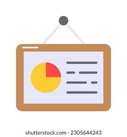 Pie chart on board showing concept icon of presentation board, easy to use icon