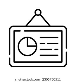 Pie chart on board showing concept icon of presentation board, easy to use icon