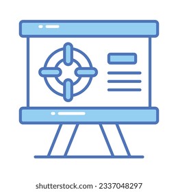 Pie chart on board showing concept icon of presentation board, easy to use icon
