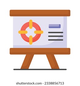 Pie chart on board showing concept icon of presentation board, easy to use icon