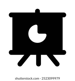 Pie chart on board showing concept icon of presentation board, easy to use icon