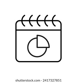 Pie Chart on Calendar Modern Thin Icon. Perfect for design, infographics, web sites, apps. 