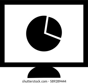 The pie chart on the computer screen vector white background.