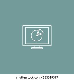 pie chart on display outline icon illustration, can be used for web  and mobile design