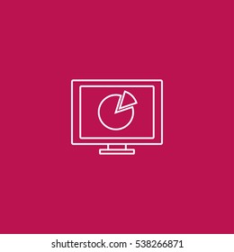 pie chart on display outline icon illustration, can be used for web  and mobile design
