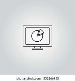 pie chart on display outline icon illustration, can be used for web  and mobile design