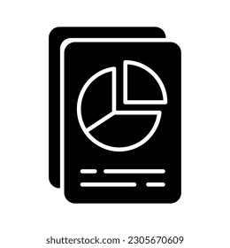 Pie chart on document showing vector design of data report in trendy style