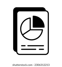 Gráfico circular en el documento que muestra el diseño vectorial del informe de datos en estilo de moda