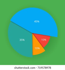 Pie chart on isolated background. Business data, colorful elements for infographics. Vector illustration.