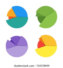 Pie chart on isolated background. Business data, colorful elements for infographics. Vector illustration.