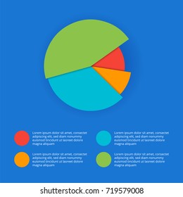 Pie chart on isolated background. Business data, colorful elements for infographics. Vector illustration.