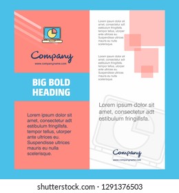 Pie chart on Laptop Company Brochure Title Page Design. Company profile, annual report, presentations, leaflet Vector Background