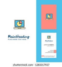 Pie chart on Laptop Creative Logo and business card. vertical Design Vector