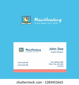 Pie chart on Laptop logo Design with business card template. Elegant corporate identity. - Vector