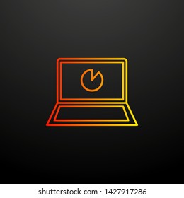 pie chart on laptop nolan icon. Elements of mobile banking set. Simple icon for websites, web design, mobile app, info graphics