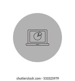 pie chart on laptop outline icon illustration, can be used for web and mobile