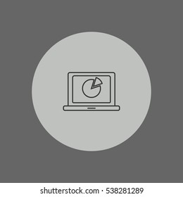 pie chart on laptop outline icon illustration, can be used for web and mobile