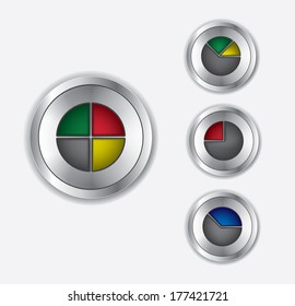 pie chart on metal button
