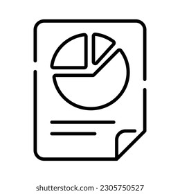Pie chart on page denoting concept vector of business report in trendy style