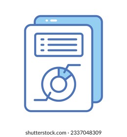 Pie chart on page denoting concept vector of business report in trendy style
