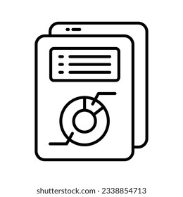 Pie chart on page denoting concept vector of business report in trendy style