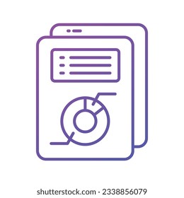 Pie chart on page denoting concept vector of business report in trendy style