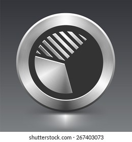 Pie Chart on Silver Round Button